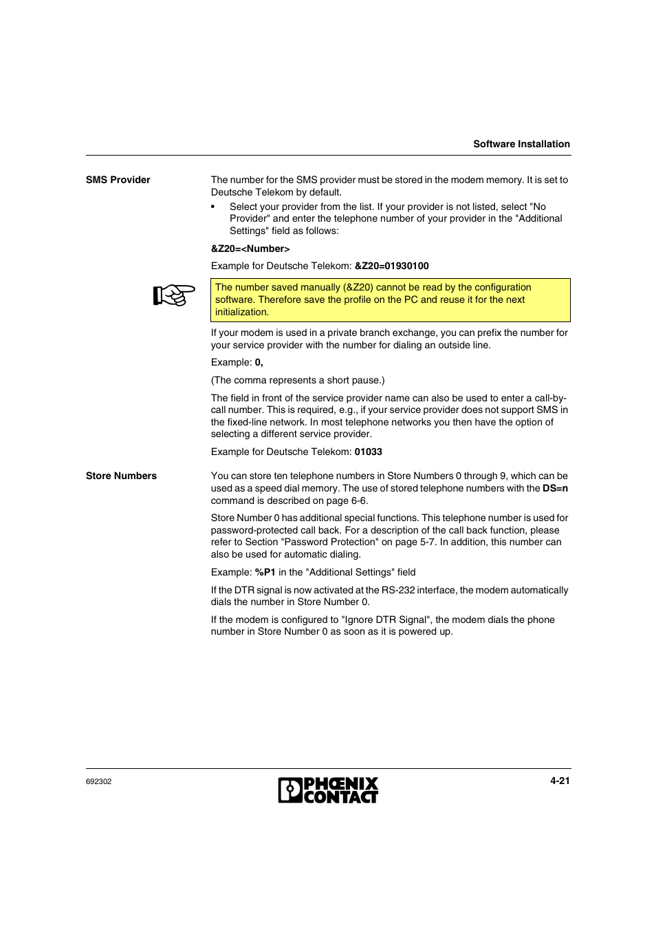 VEGA Phoenix PSI Data Fax Modem User Manual | Page 67 / 128