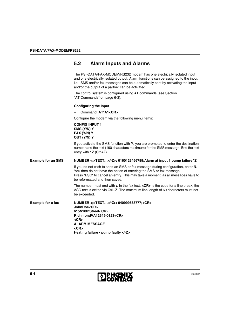 2 alarm inputs and alarms, Alarm inputs and alarms -4, 2 alarm inputs and alarms | VEGA Phoenix PSI Data Fax Modem User Manual | Page 74 / 128