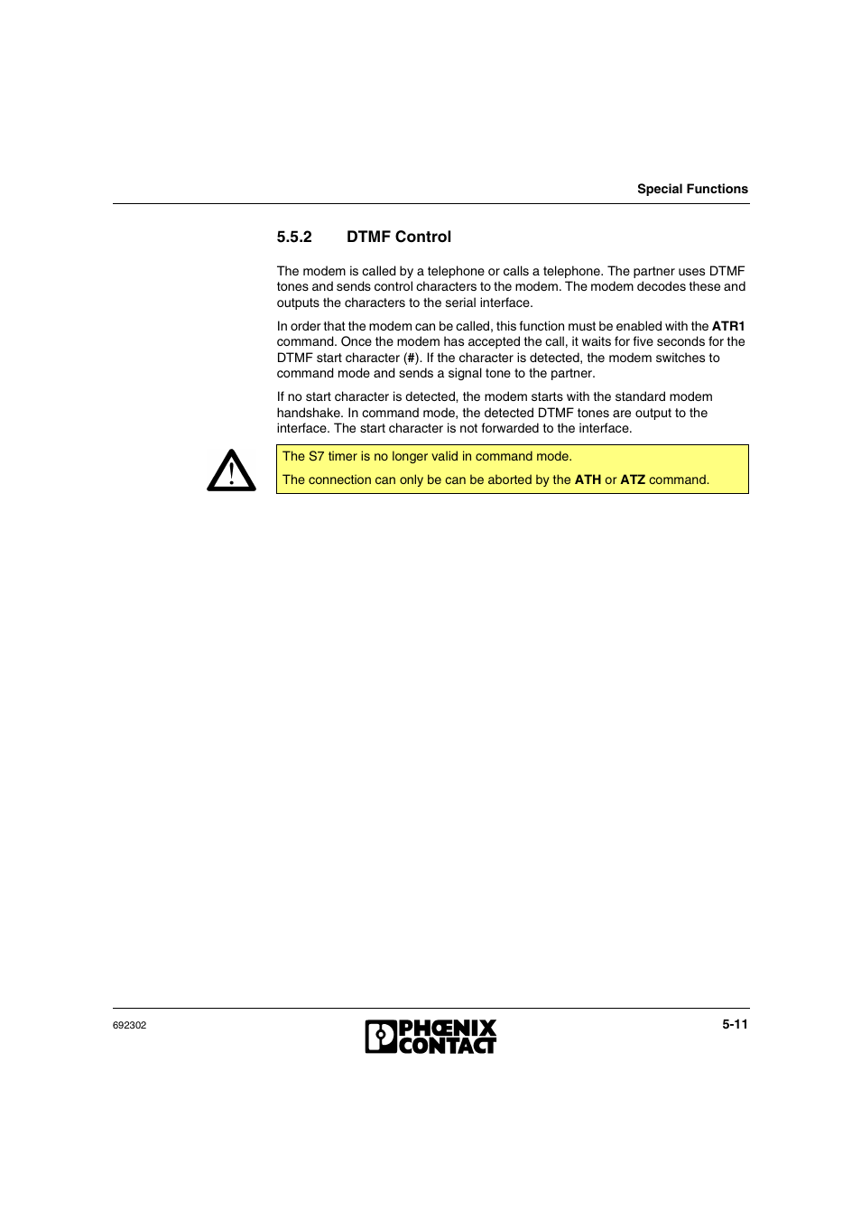 2 dtmf control, Dtmf control -11 | VEGA Phoenix PSI Data Fax Modem User Manual | Page 81 / 128