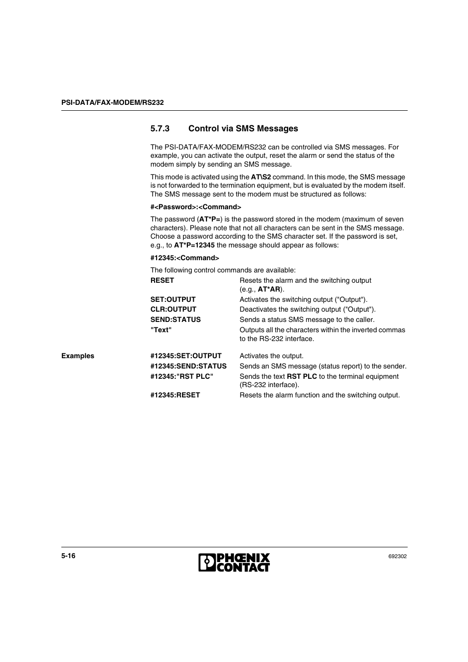 3 control via sms messages, Control via sms messages -16 | VEGA Phoenix PSI Data Fax Modem User Manual | Page 86 / 128