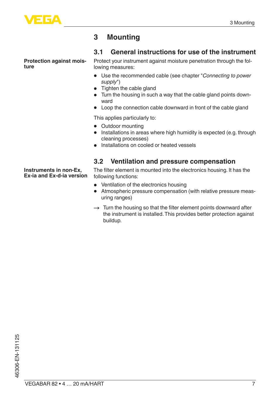 3 mounting | VEGA VEGABAR 82 4 … 20 mA_HART - Quick setup guide User Manual | Page 7 / 20