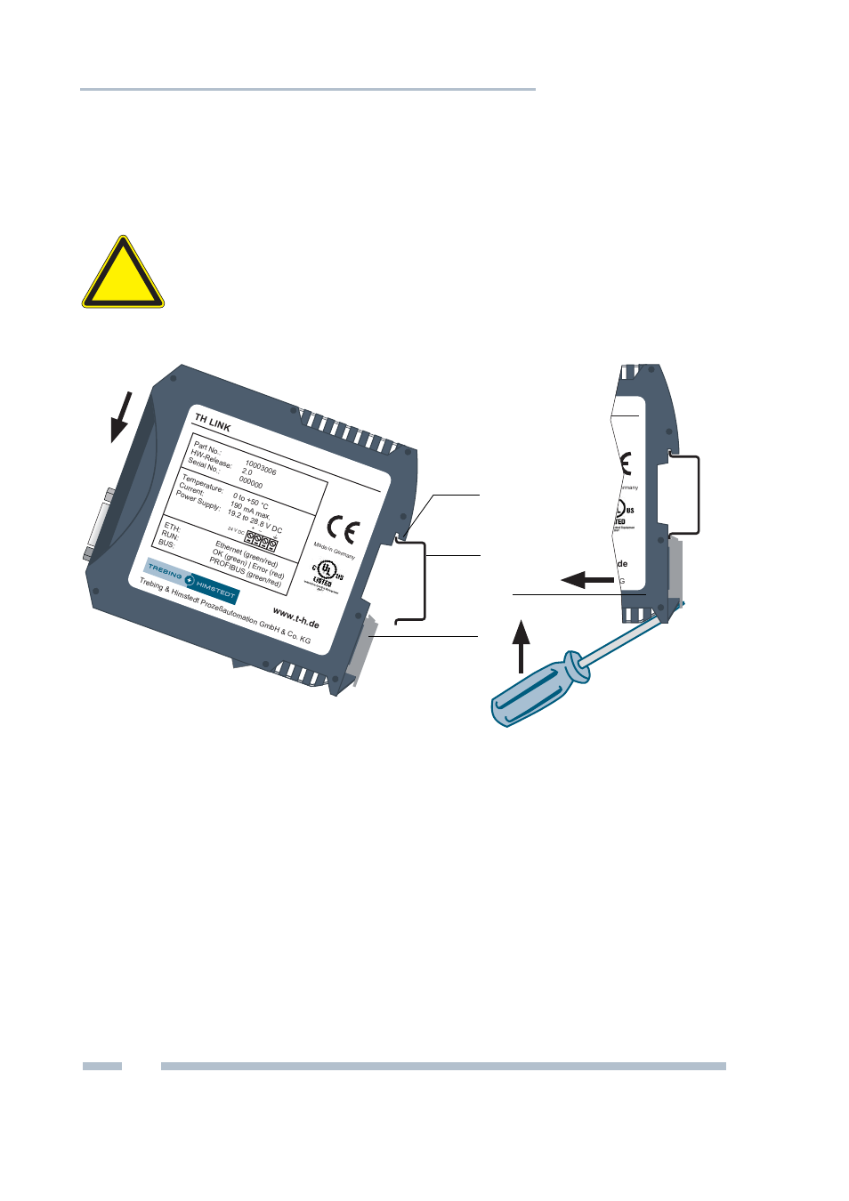 Installing the th link, Th link, On top-hat rail 4 stop lever | VEGA TH LINK Version 1.1 Installation Guide User Manual | Page 14 / 36