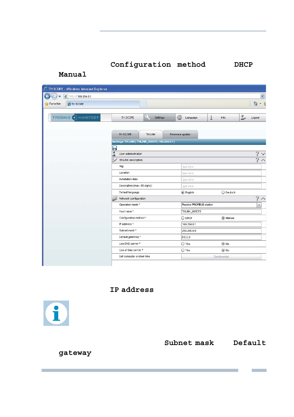 Setting new ip and network addresses | VEGA TH LINK Version 1.1 Installation Guide User Manual | Page 23 / 36