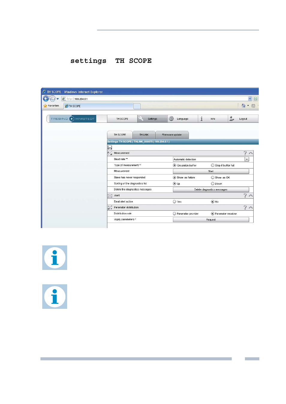 Th scope settings | VEGA TH LINK Version 1.1 Installation Guide User Manual | Page 25 / 36