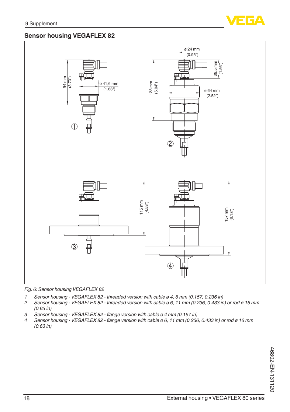 Sensor housing vegaflex 82 | VEGA VEGAFLEX series 80 - External housing User Manual | Page 18 / 24