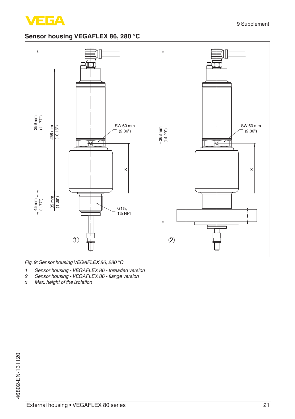VEGA VEGAFLEX series 80 - External housing User Manual | Page 21 / 24