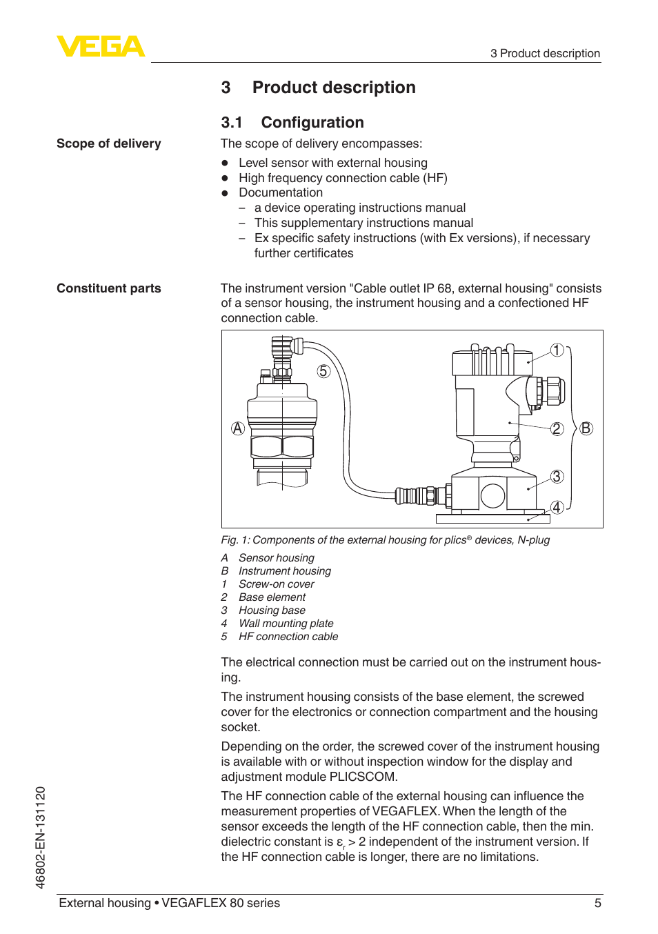 3 product description, 1 configuration | VEGA VEGAFLEX series 80 - External housing User Manual | Page 5 / 24