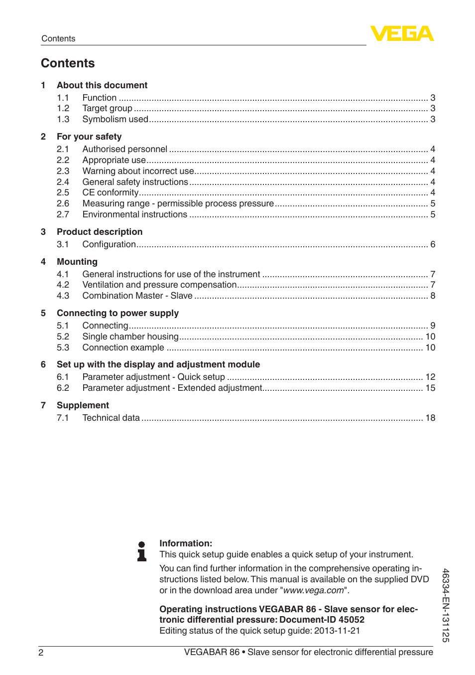 VEGA VEGABAR 86 Save sensor - Quick setup guide User Manual | Page 2 / 20