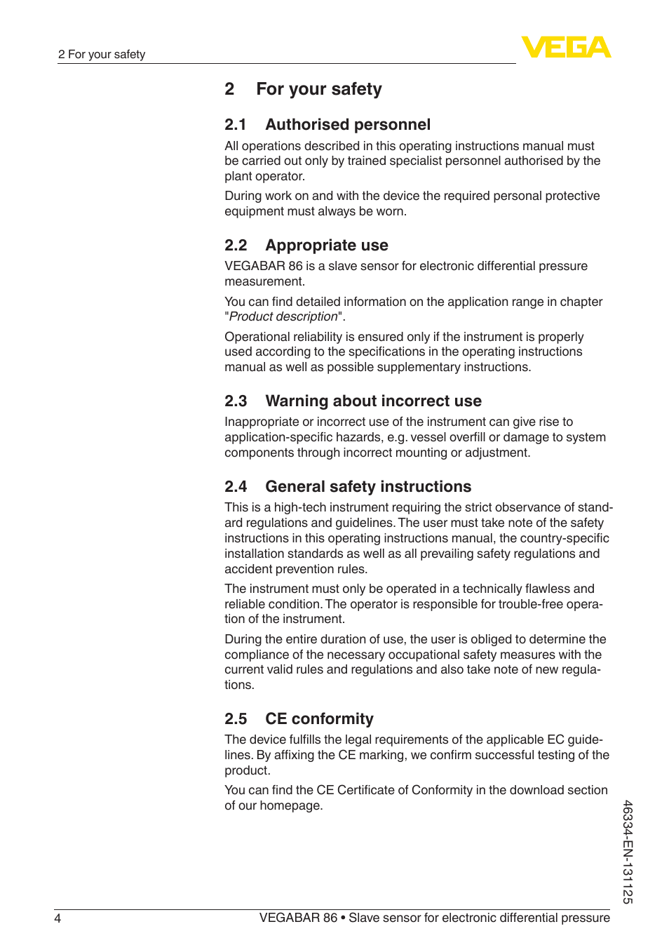 2 for your safety | VEGA VEGABAR 86 Save sensor - Quick setup guide User Manual | Page 4 / 20