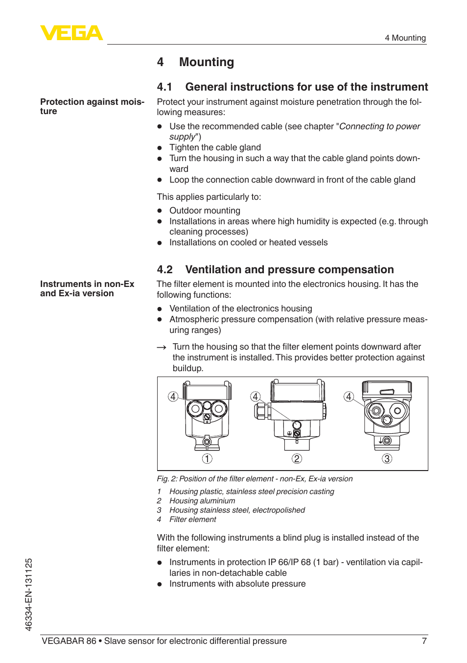4 mounting | VEGA VEGABAR 86 Save sensor - Quick setup guide User Manual | Page 7 / 20