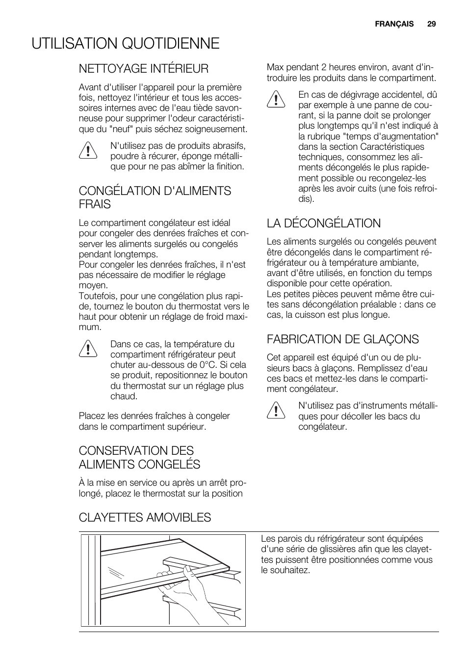 Utilisation quotidienne | Electrolux EJN 2301 AOW User Manual | Page 29 / 96