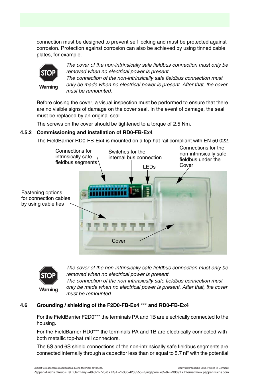 Commissioning and installation of rd0-fb-ex4, Fieldbarrier | VEGA FIELDBARRIER User Manual | Page 12 / 36