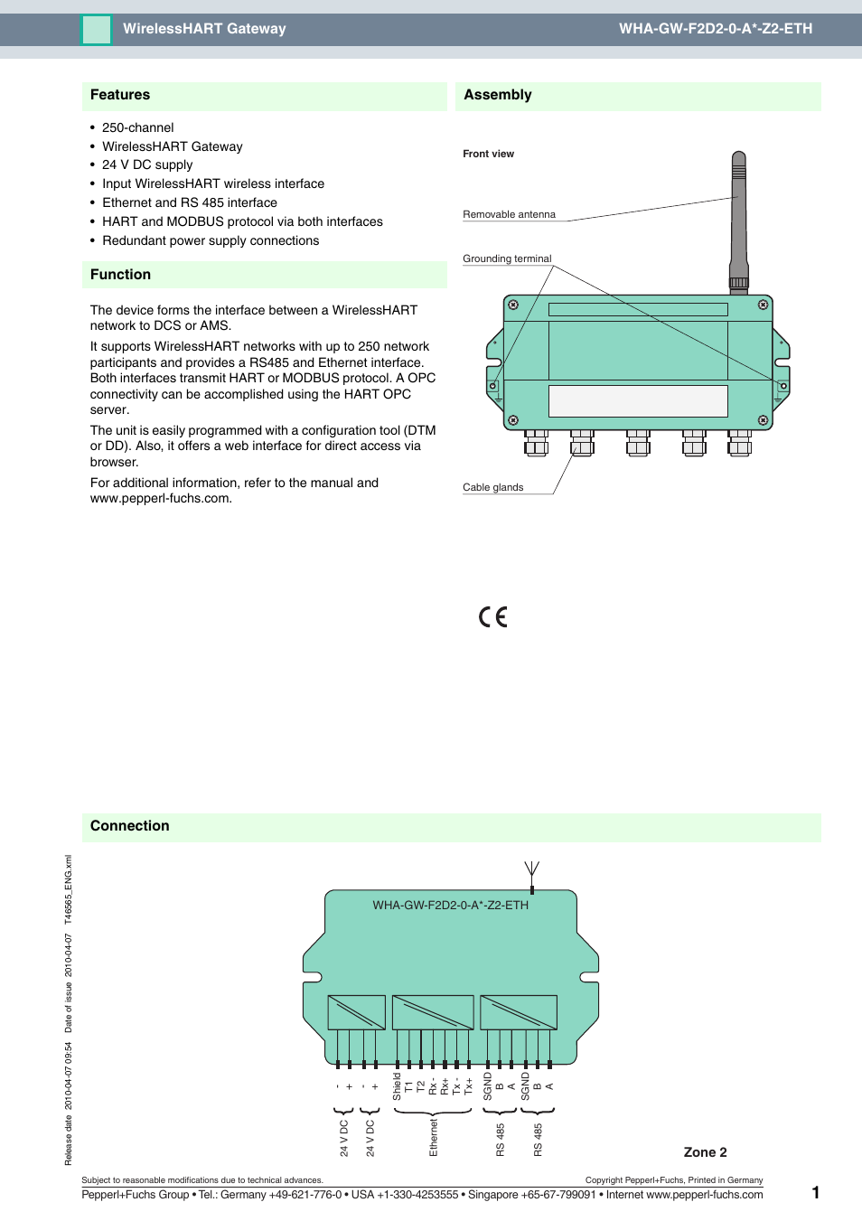 VEGA WHA-GW-F2D2-0-A*-Z2-ETH User Manual | 3 pages