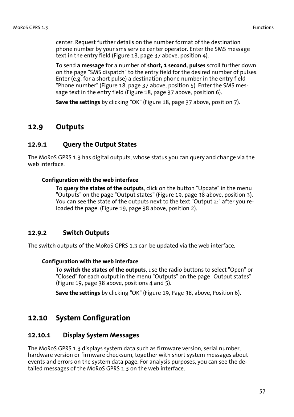 9 outputs, 10 system configuration | VEGA MoRoS GPRS 1.3 User Manual | Page 57 / 82