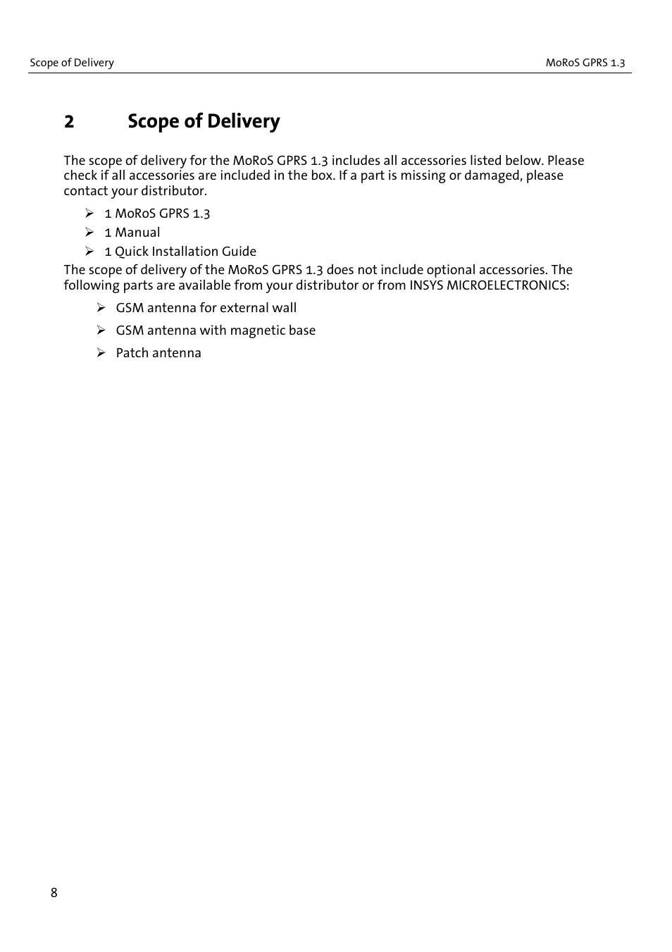 2scope of delivery | VEGA MoRoS GPRS 1.3 User Manual | Page 8 / 82