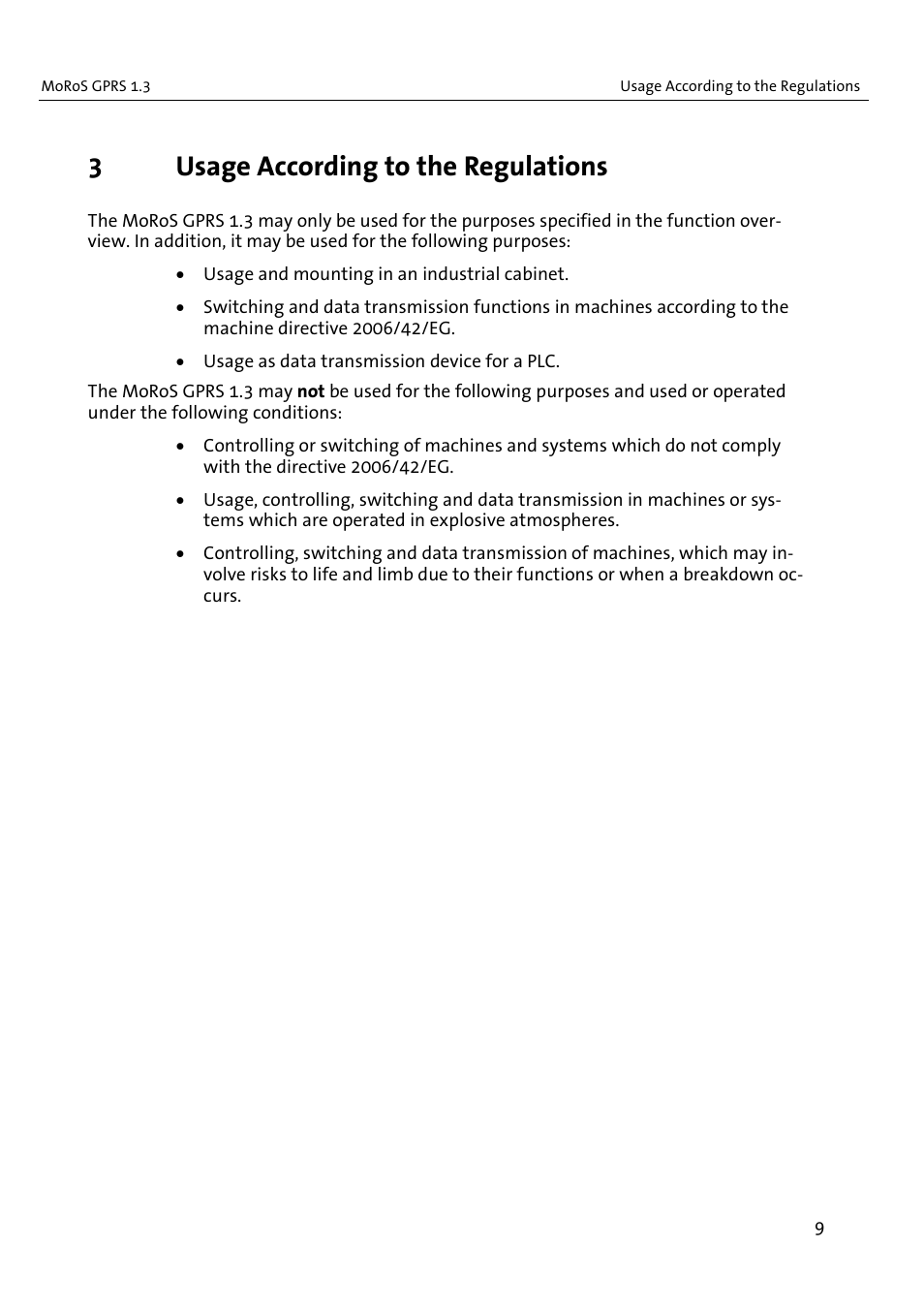 3usage according to the regulations | VEGA MoRoS GPRS 1.3 User Manual | Page 9 / 82