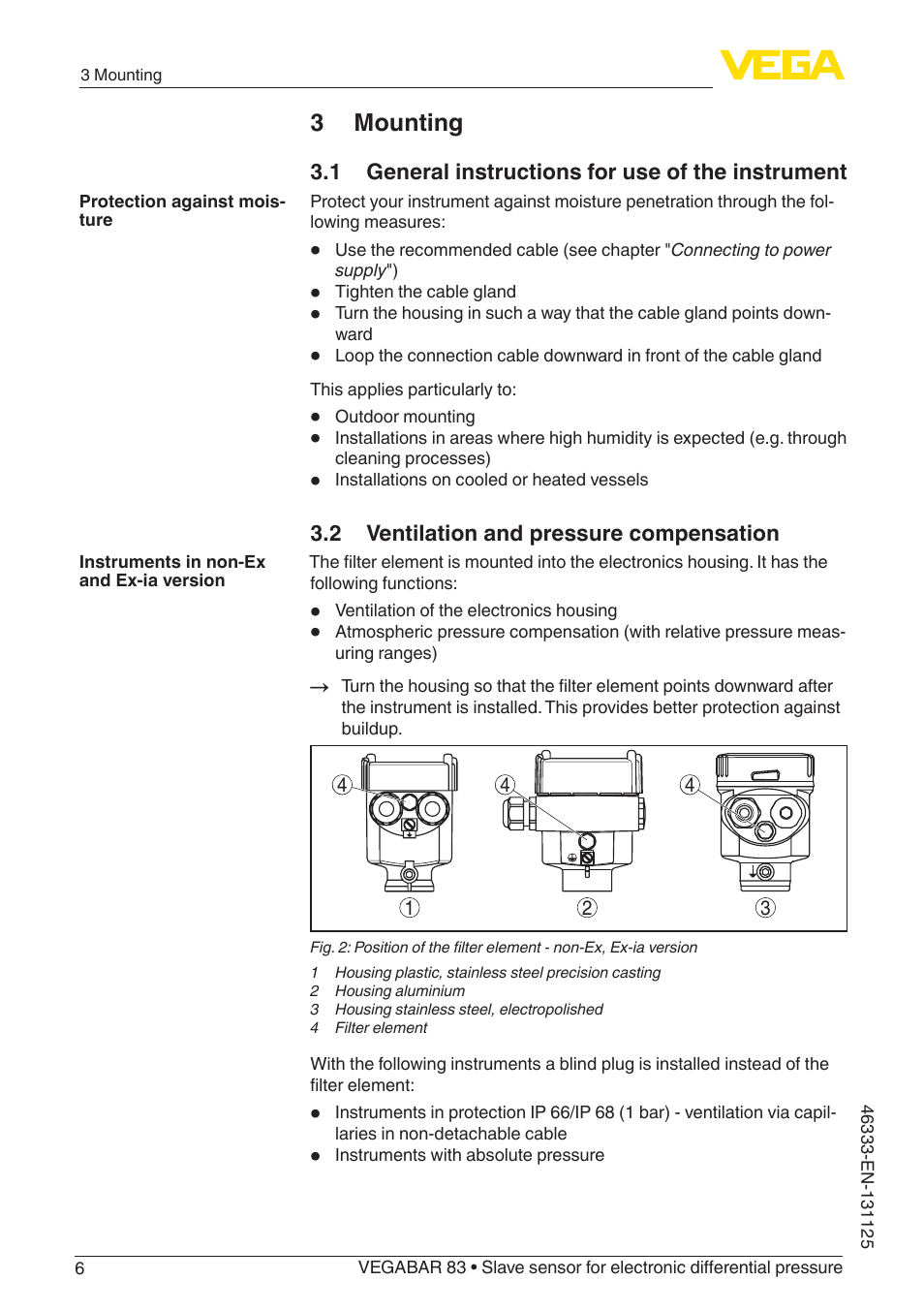 3 mounting | VEGA VEGABAR 83 Save sensor - Quick setup guide User Manual | Page 6 / 20