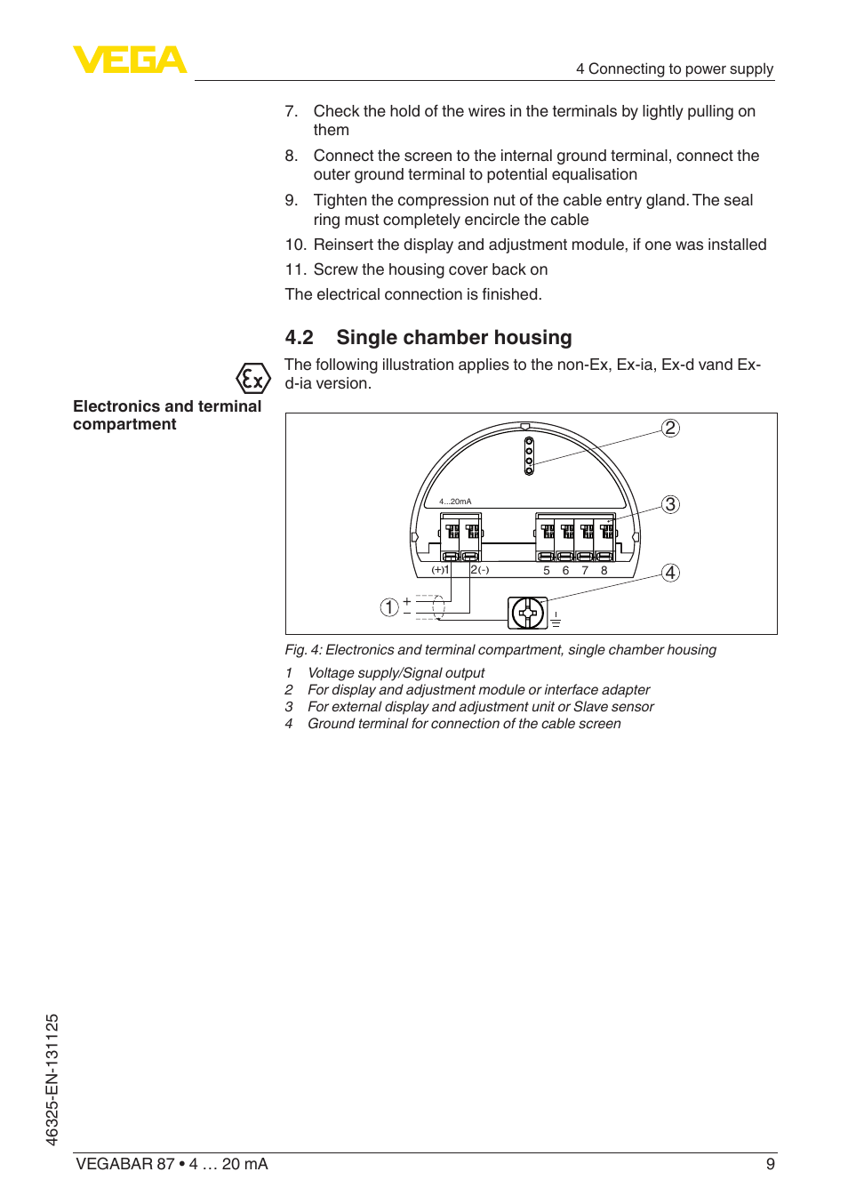 2 single chamber housing | VEGA VEGABAR 87 4 … 20 mA - Quick setup guide User Manual | Page 9 / 16