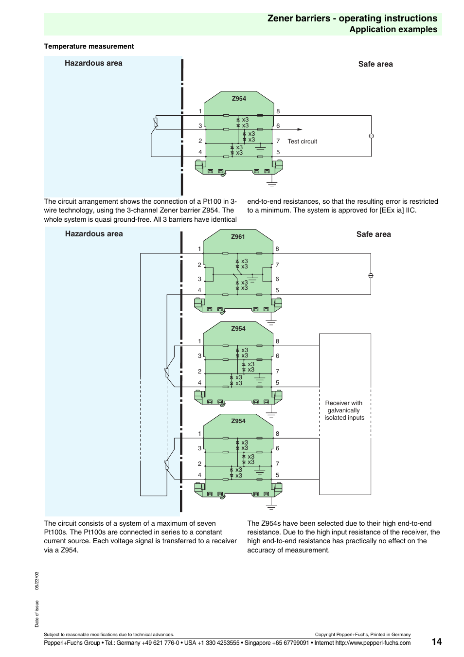 14 zener barriers - operating instructions, Application examples, Hazardous area safe area | VEGA Z728 Zener barriers User Manual | Page 14 / 23