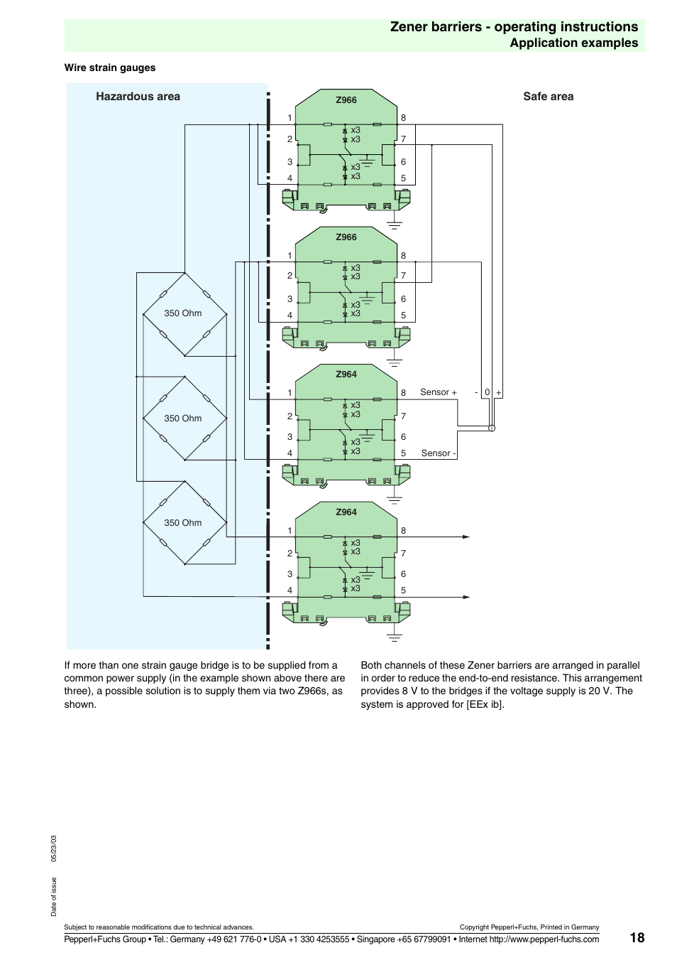 18 zener barriers - operating instructions, Application examples, Hazardous area safe area | VEGA Z728 Zener barriers User Manual | Page 18 / 23
