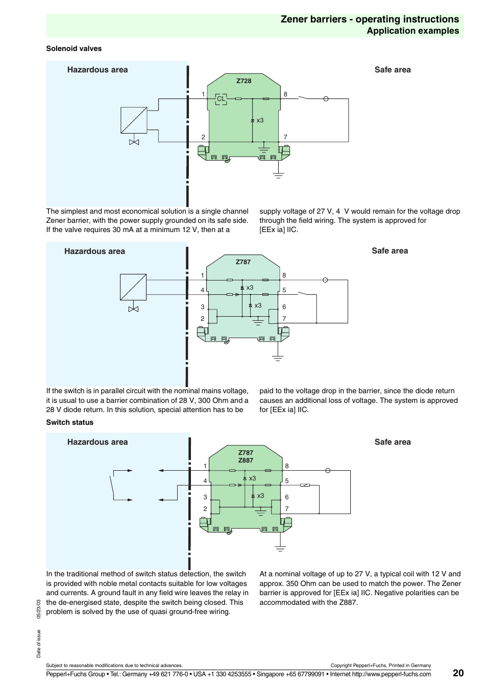 20 zener barriers - operating instructions, Application examples | VEGA Z728 Zener barriers User Manual | Page 20 / 23