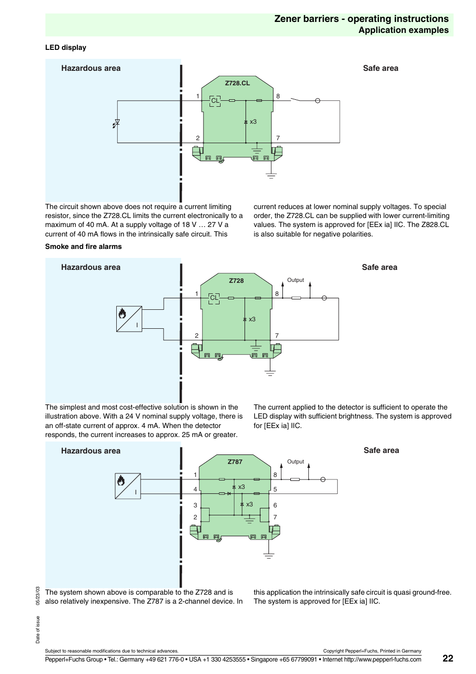 22 zener barriers - operating instructions, Application examples | VEGA Z728 Zener barriers User Manual | Page 22 / 23