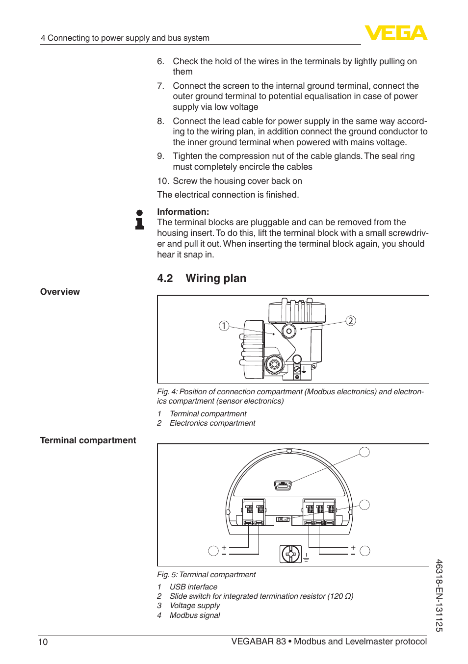 2 wiring plan | VEGA VEGABAR 83 Modbus and Levelmaster protocol - Quick setup guide User Manual | Page 10 / 20