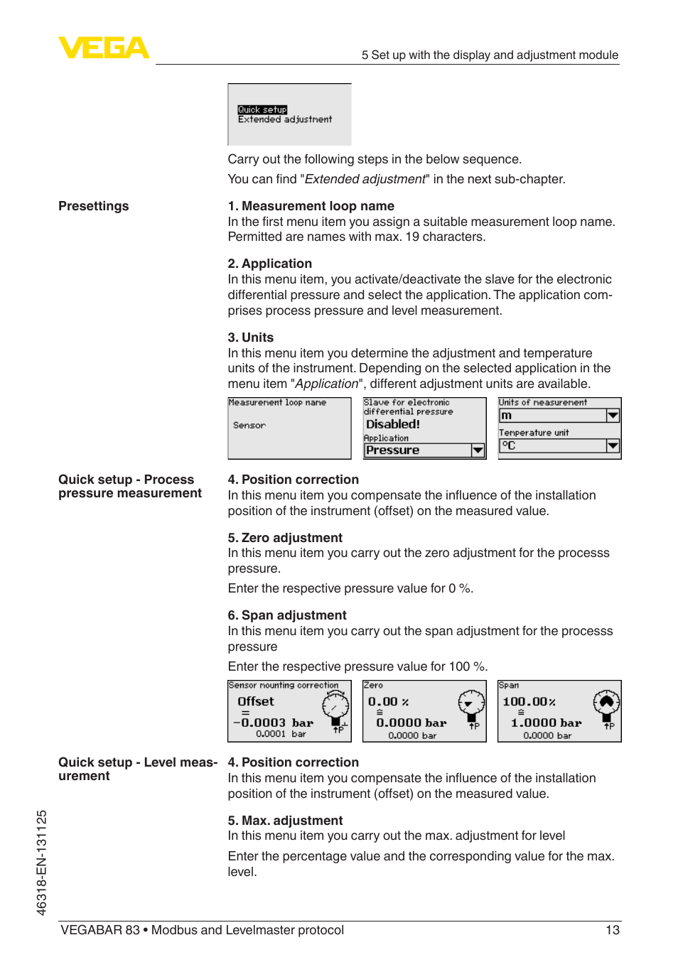 VEGA VEGABAR 83 Modbus and Levelmaster protocol - Quick setup guide User Manual | Page 13 / 20