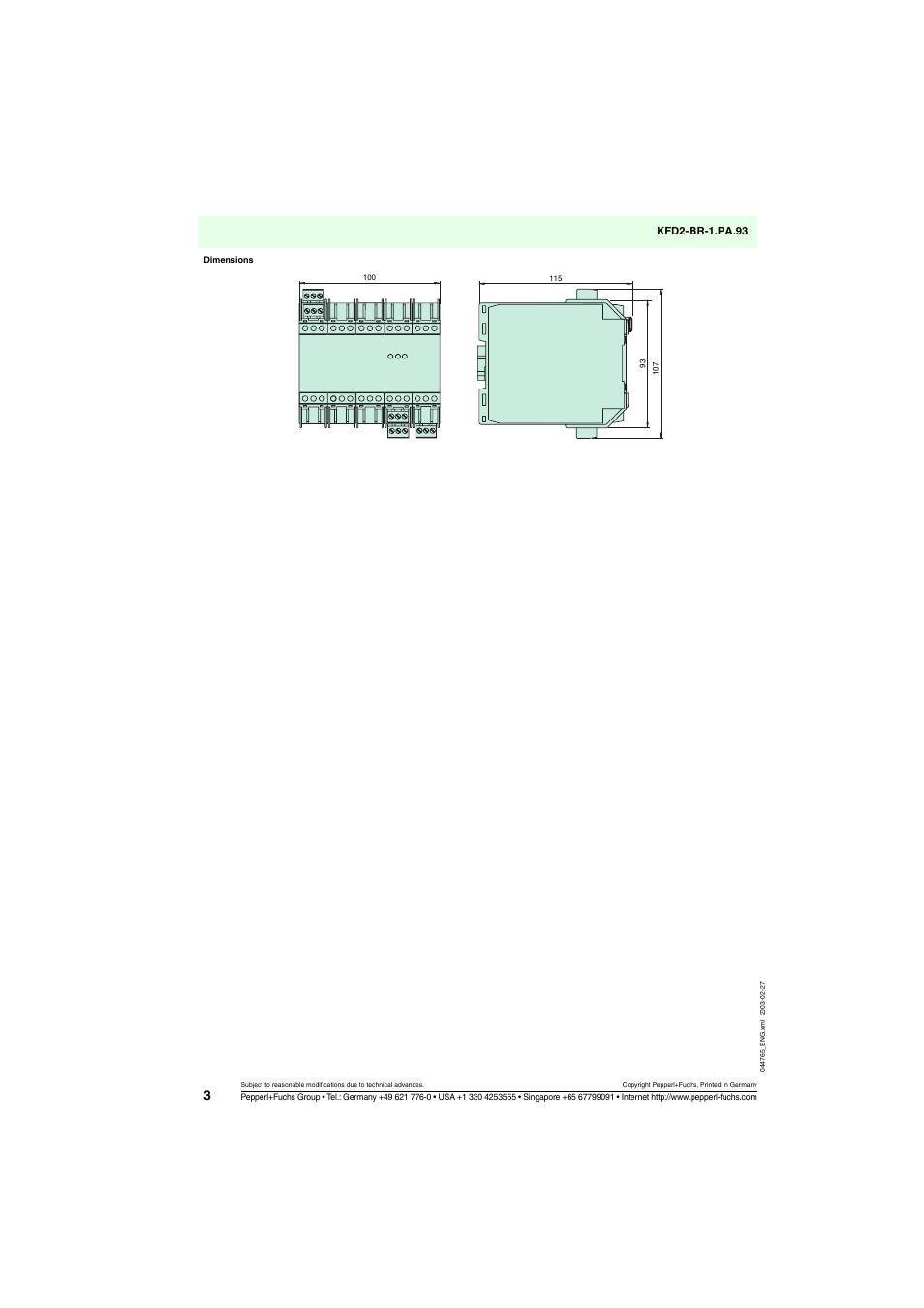Kfd2-br-1.pa.93 | VEGA KFD2-BR-1.PA.93 Segment coupler for PROFIBUS PA User Manual | Page 3 / 3