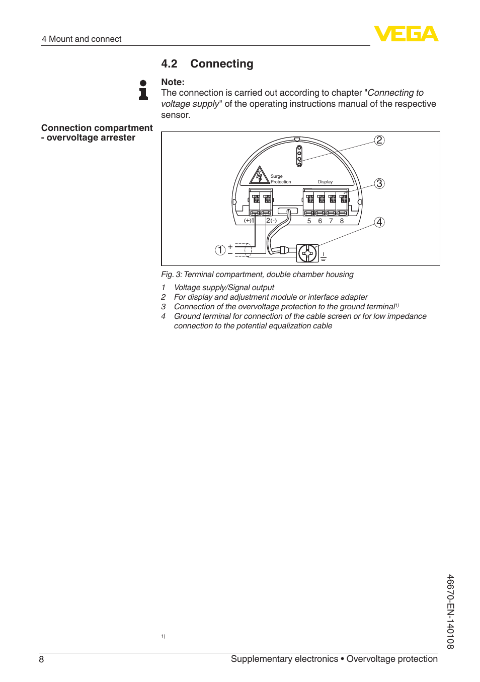 2 connecting | VEGA Supplementary electronics Overvoltage protection User Manual | Page 8 / 12