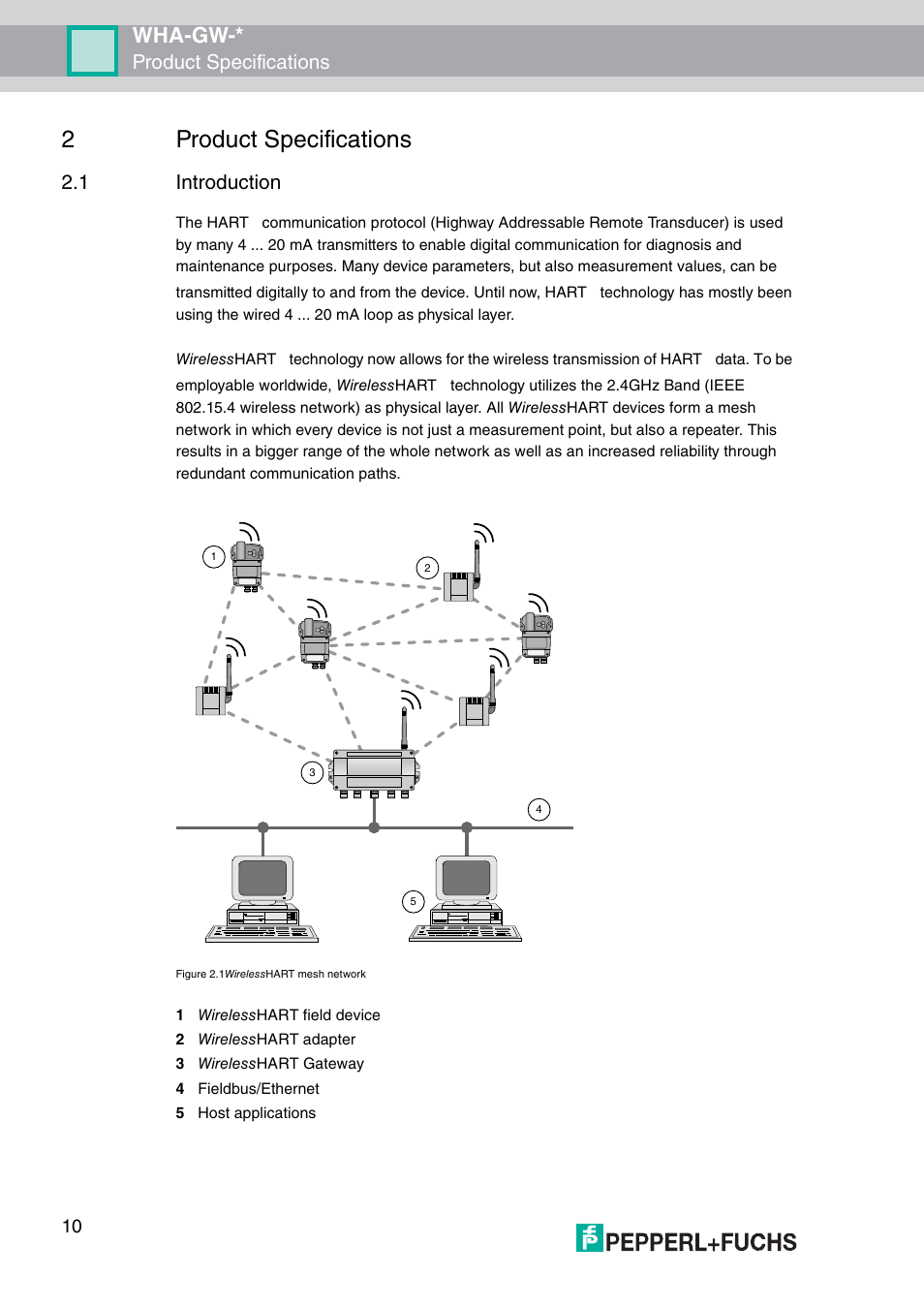 2 product specifications, 1 introduction, 2product specifications | Wha-gw, Product specifications | VEGA WHA-GW-WIRELESSHART GATEWAY User Manual | Page 10 / 96