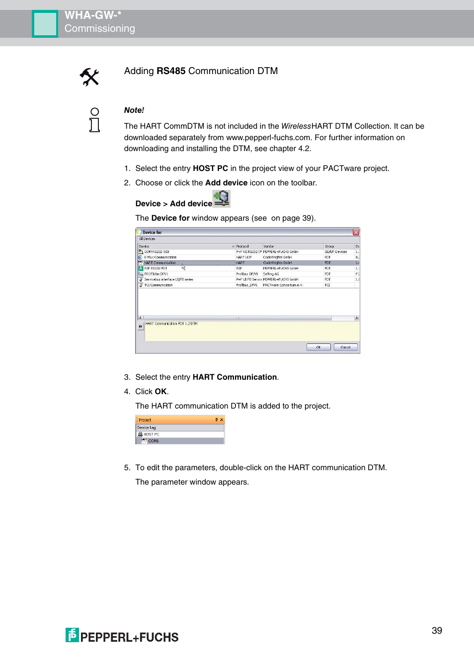 Wha-gw, Commissioning | VEGA WHA-GW-WIRELESSHART GATEWAY User Manual | Page 39 / 96