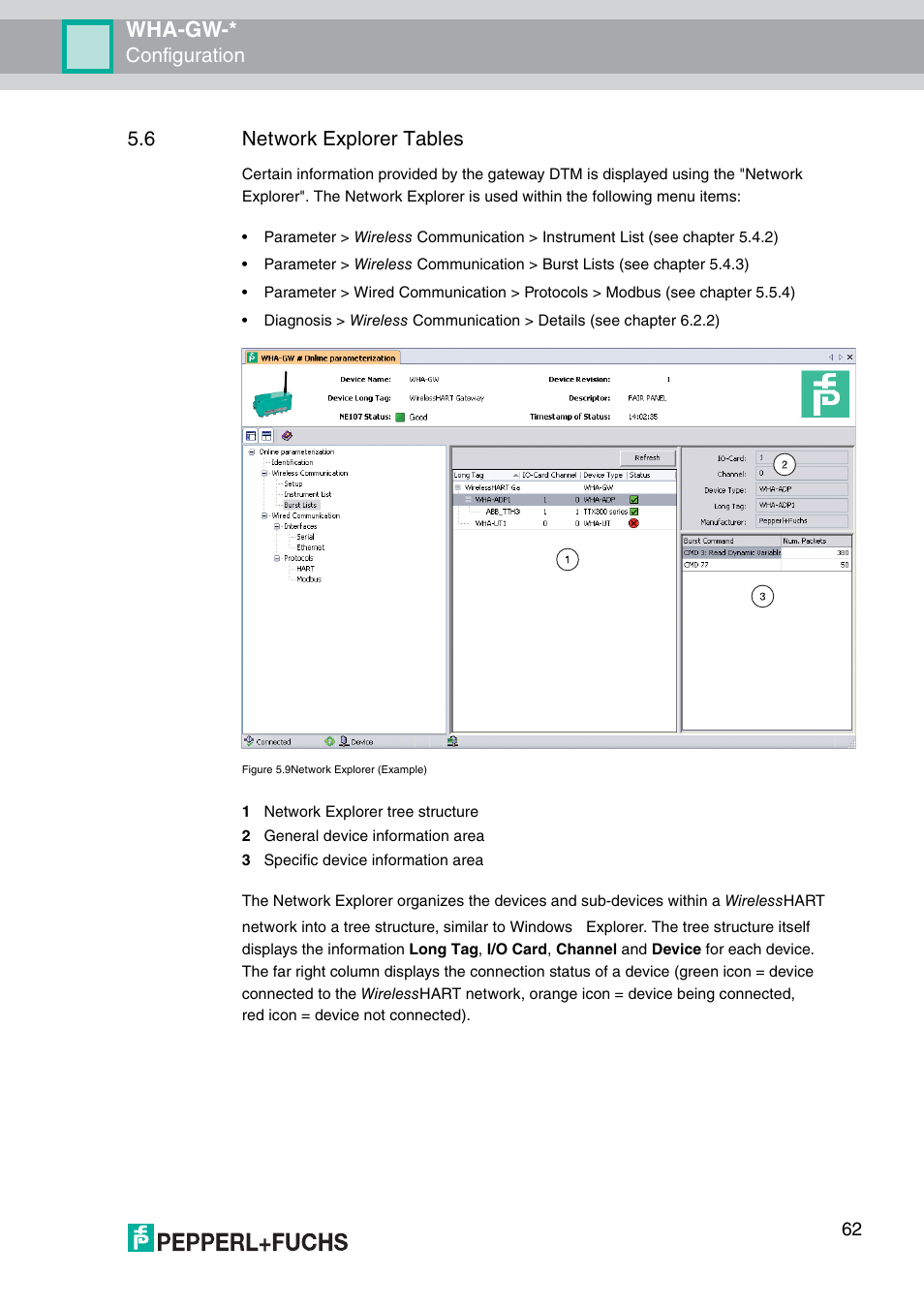 6 network explorer tables, R 5.6), Wha-gw | Configuration | VEGA WHA-GW-WIRELESSHART GATEWAY User Manual | Page 62 / 96