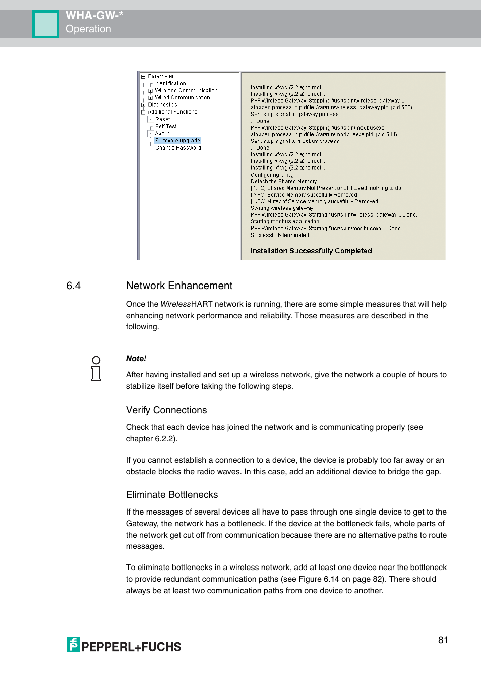 4 network enhancement, Wha-gw, Operation | Verify connections, Eliminate bottlenecks | VEGA WHA-GW-WIRELESSHART GATEWAY User Manual | Page 81 / 96