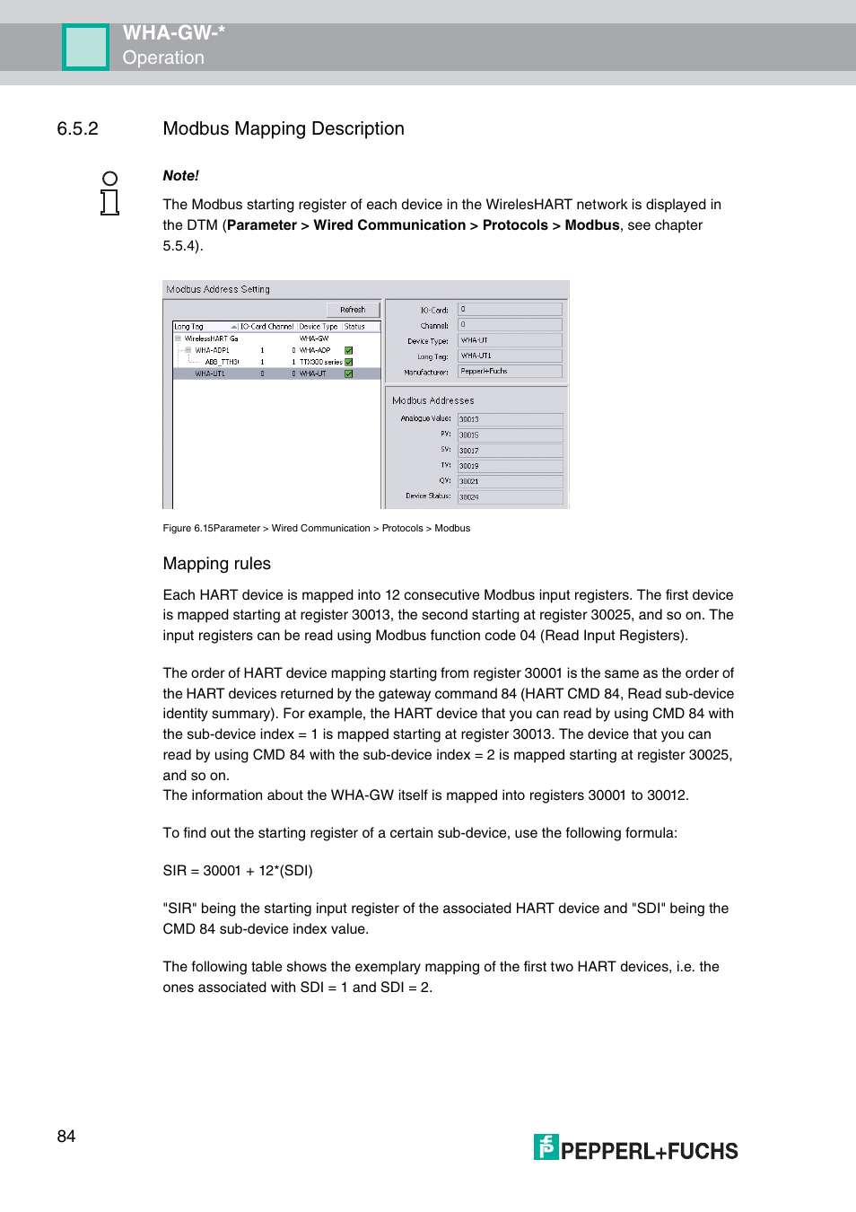Wha-gw, Operation 6.5.2 modbus mapping description, Mapping rules | VEGA WHA-GW-WIRELESSHART GATEWAY User Manual | Page 84 / 96