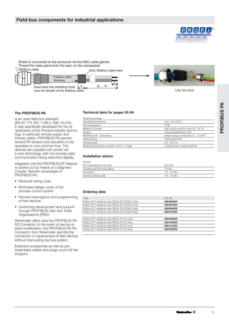 Profibus p a, Field-bus components for industrial applications | VEGA PROFIBUS PA T-Connector User Manual | Page 2 / 8