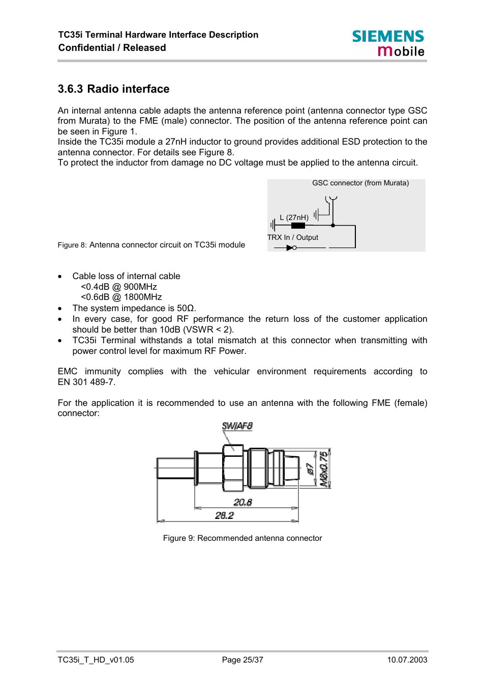 Radio interface, 3 radio interface | Siemens TC35i User Manual | Page 25 / 37