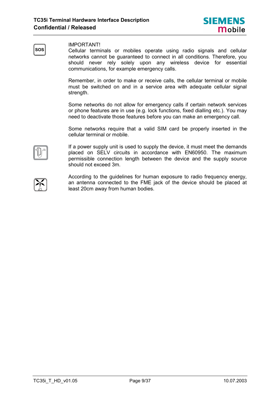 Siemens TC35i User Manual | Page 9 / 37