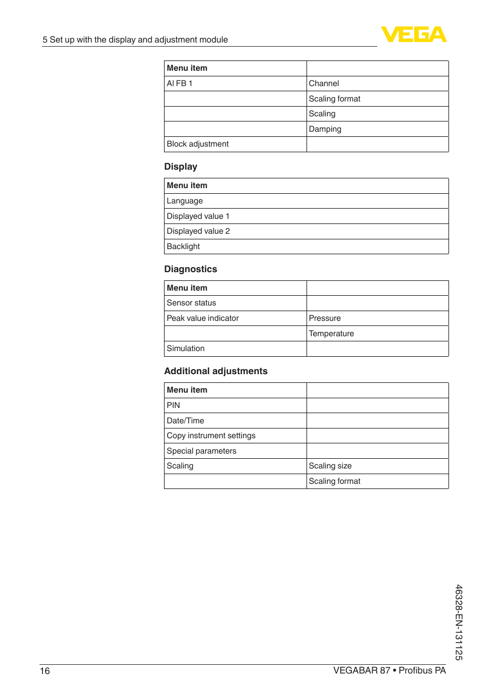VEGA VEGABAR 87 Profibus PA - Quick setup guide User Manual | Page 16 / 20