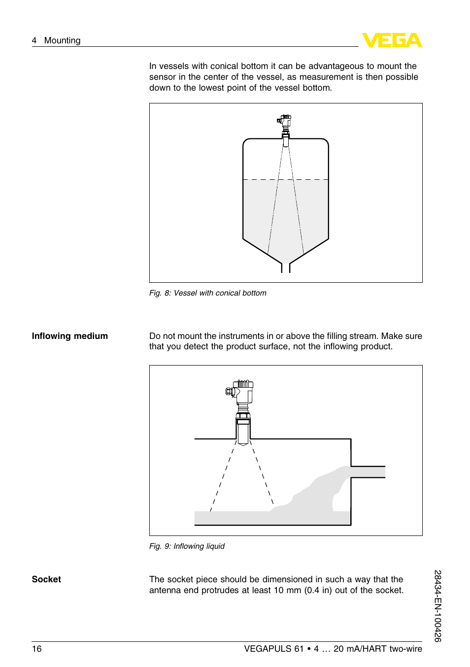 VEGA VEGAPULS 61 (≥ 2.0.0 - ≤ 3.8) 4 … 20 mA__HART two-wire User Manual | Page 16 / 72