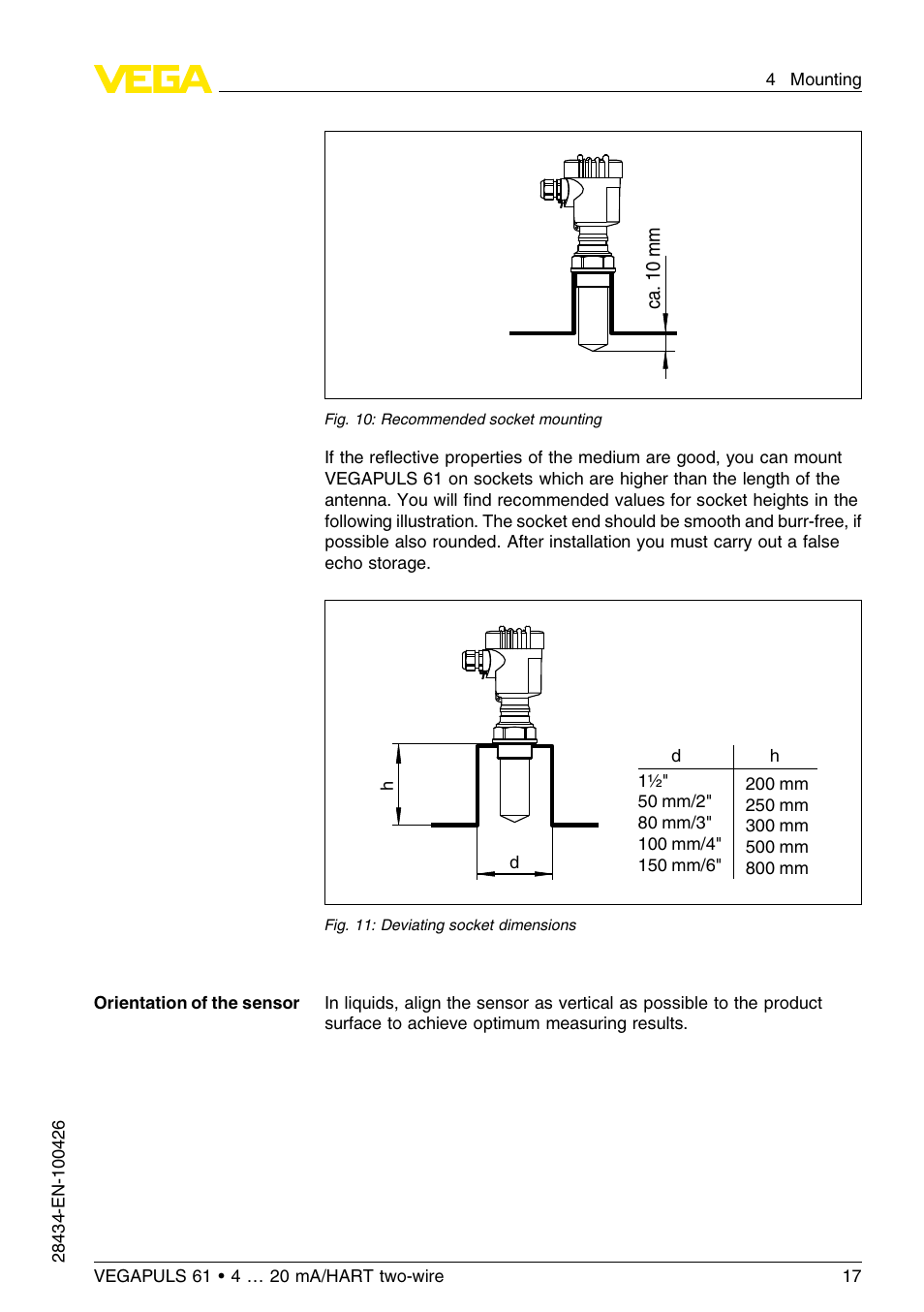 VEGA VEGAPULS 61 (≥ 2.0.0 - ≤ 3.8) 4 … 20 mA__HART two-wire User Manual | Page 17 / 72