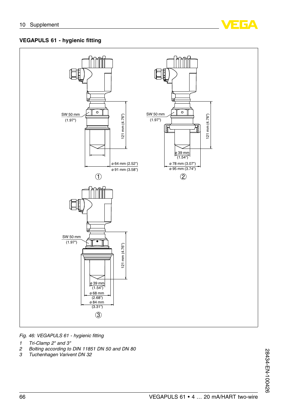 VEGA VEGAPULS 61 (≥ 2.0.0 - ≤ 3.8) 4 … 20 mA__HART two-wire User Manual | Page 66 / 72