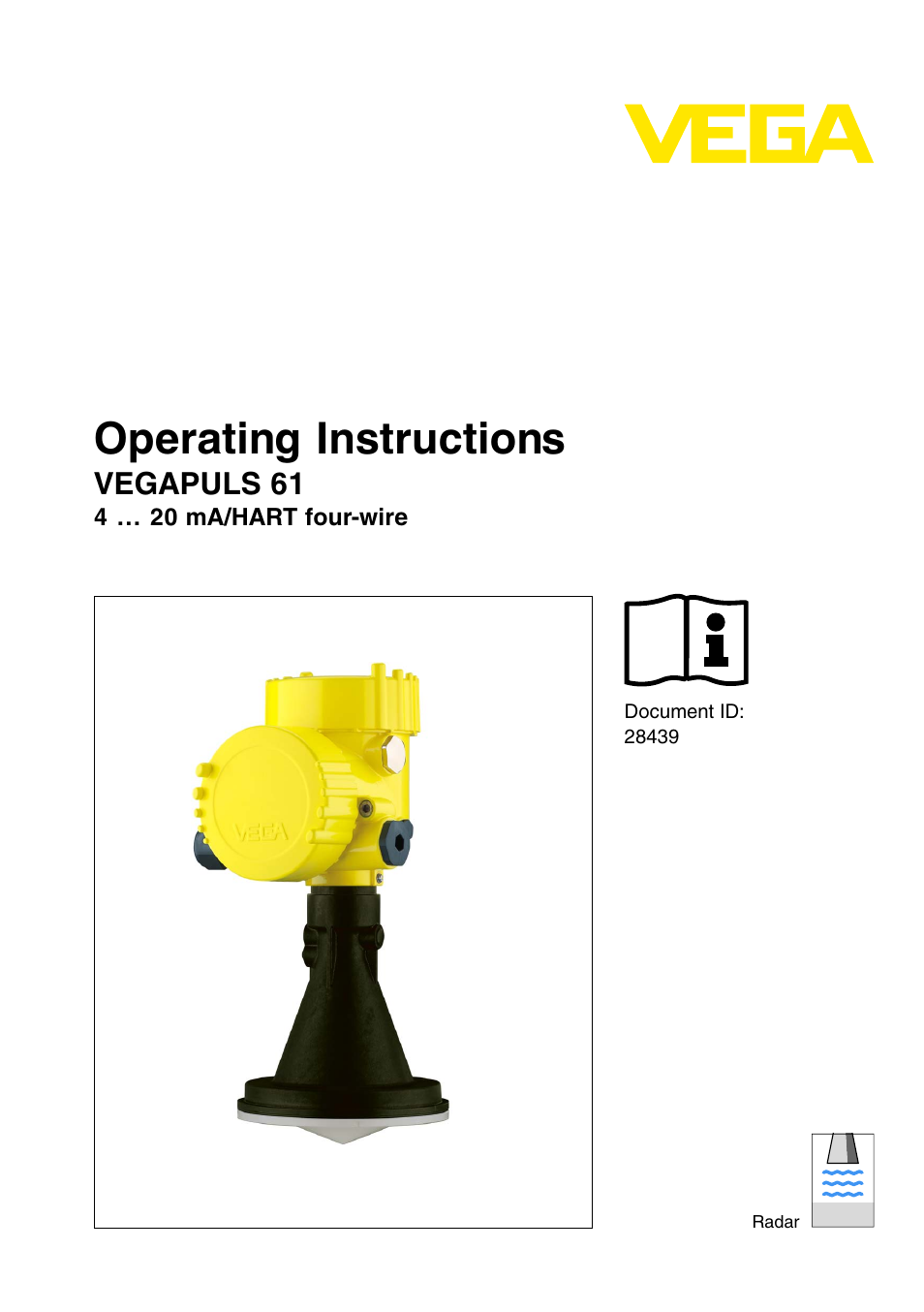 VEGA VEGAPULS 61 (≥ 2.0.0 - ≤ 3.8) 4 … 20 mA__HART four-wire User Manual | 64 pages