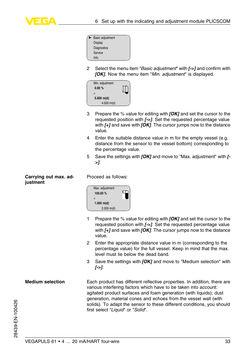 VEGA VEGAPULS 61 (≥ 2.0.0 - ≤ 3.8) 4 … 20 mA__HART four-wire User Manual | Page 33 / 64