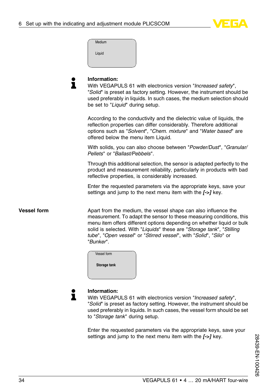 VEGA VEGAPULS 61 (≥ 2.0.0 - ≤ 3.8) 4 … 20 mA__HART four-wire User Manual | Page 34 / 64