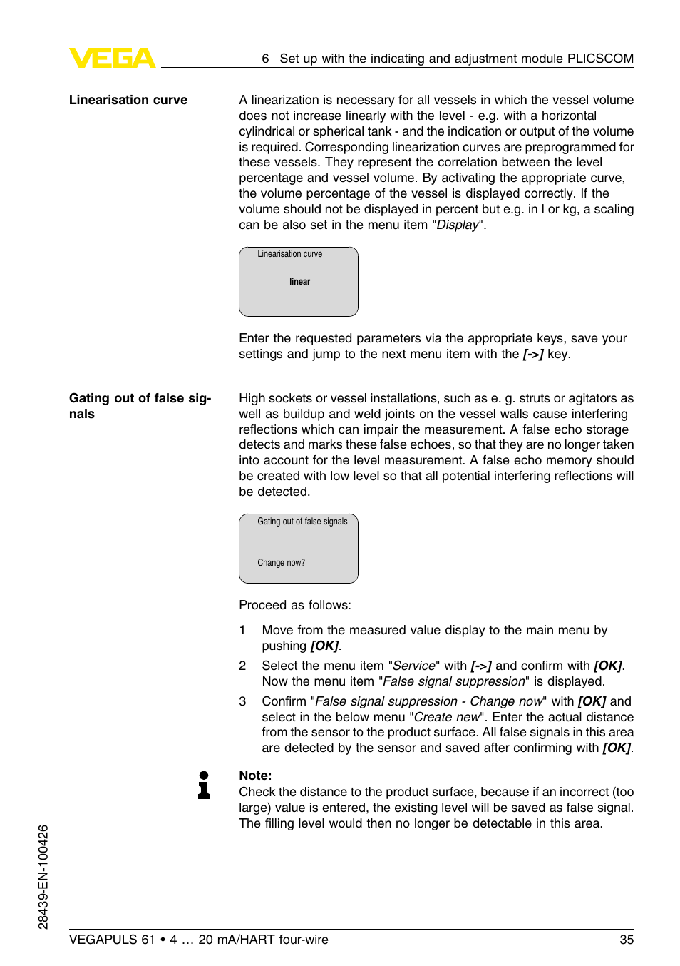 VEGA VEGAPULS 61 (≥ 2.0.0 - ≤ 3.8) 4 … 20 mA__HART four-wire User Manual | Page 35 / 64