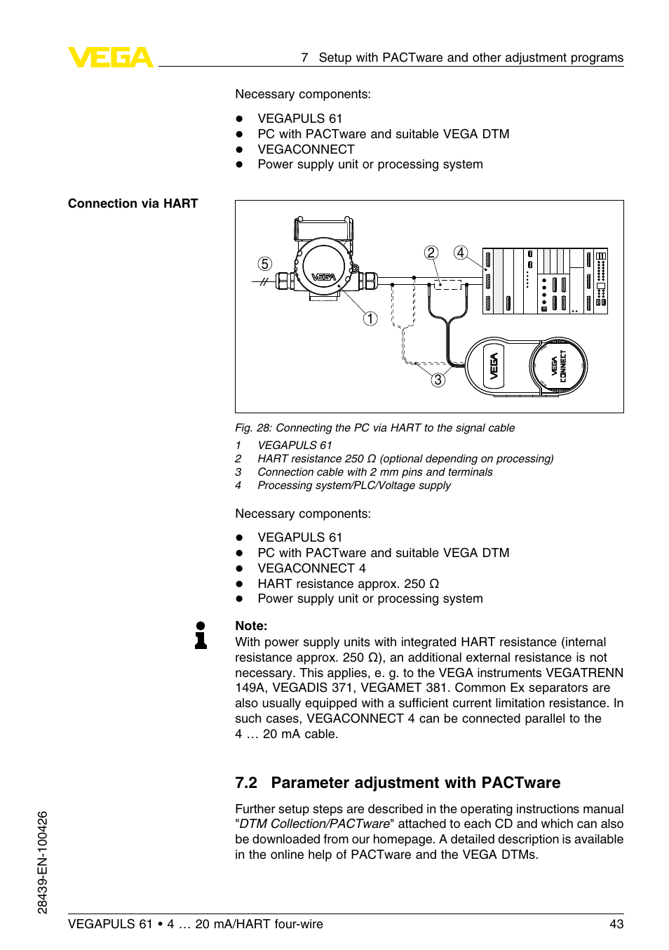 2 parameter adjustment with pactware | VEGA VEGAPULS 61 (≥ 2.0.0 - ≤ 3.8) 4 … 20 mA__HART four-wire User Manual | Page 43 / 64