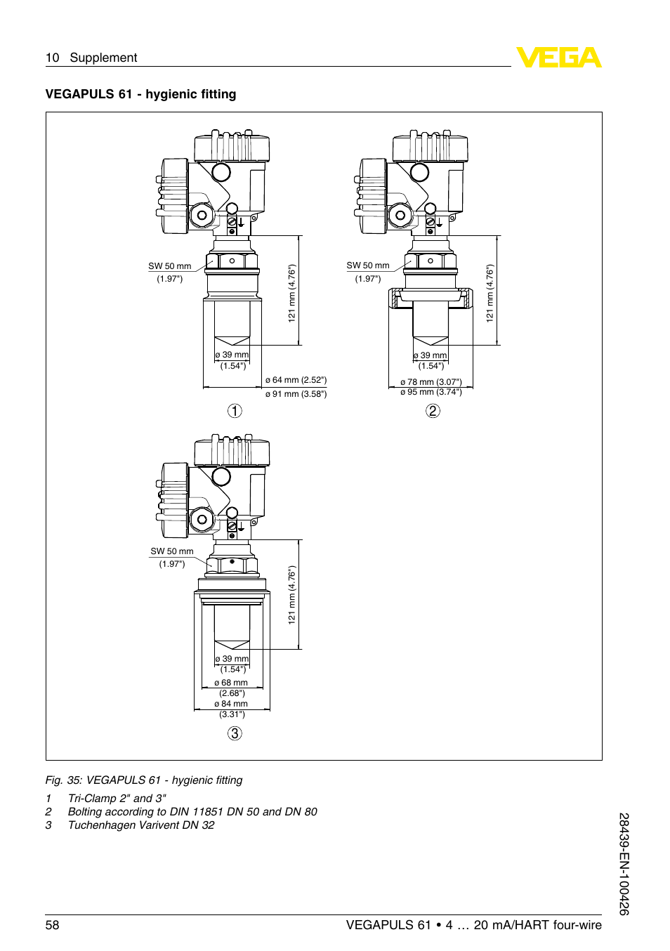 VEGA VEGAPULS 61 (≥ 2.0.0 - ≤ 3.8) 4 … 20 mA__HART four-wire User Manual | Page 58 / 64