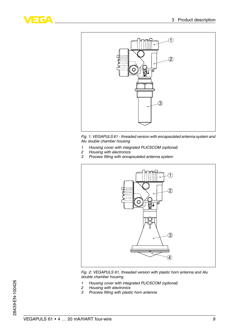 VEGA VEGAPULS 61 (≥ 2.0.0 - ≤ 3.8) 4 … 20 mA__HART four-wire User Manual | Page 9 / 64