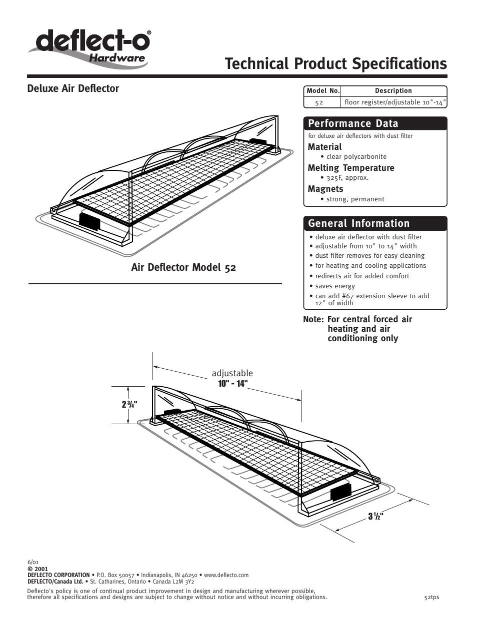 Deflecto 52 User Manual | 1 page